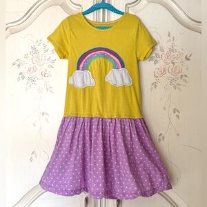 Mini Boden Girls’ 7-8Y Rainbow/Cloud Appliqué Dress